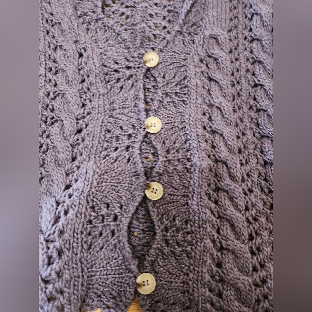 $168 NWT Free People Knit Crochet Bali Dreamer Cardigan XL Wool Alpaca Lavender - Picture 3 of 9